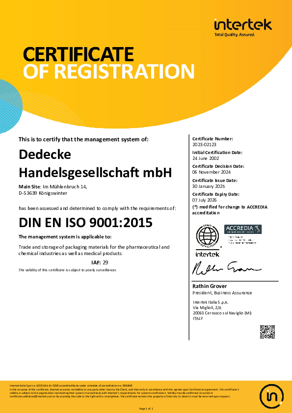 ISO 9001:2015 Certificate