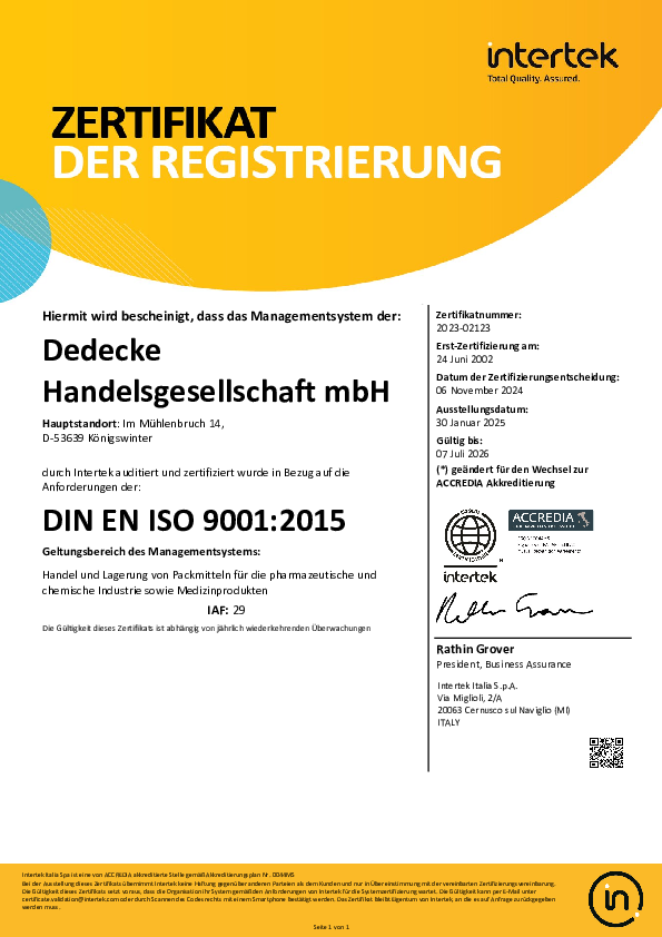 ISO 9001:2015 Zertifikat