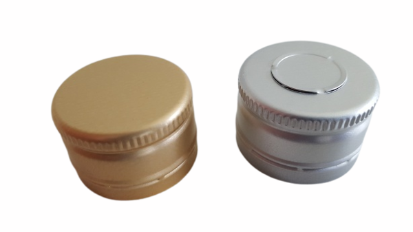 2 Schraubverschlüsse aus Aluminium in gold und silber nebeneinander