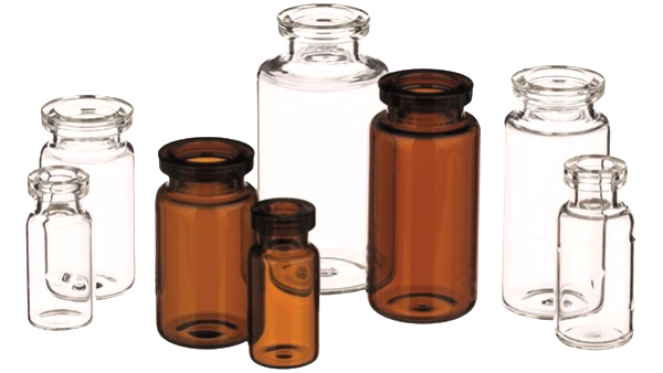 Several vials in a group in clear and brown