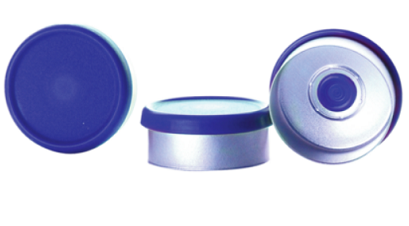 3 aluminum caps with blue lids